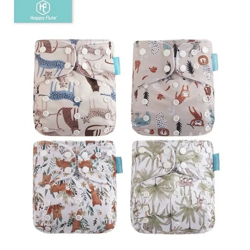 4pc HappyFlute Reusable Cloth Diaper Covers - Adjustable One Size Snaps - New